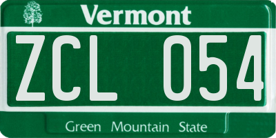 VT license plate ZCL054