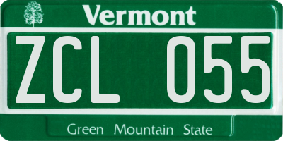 VT license plate ZCL055
