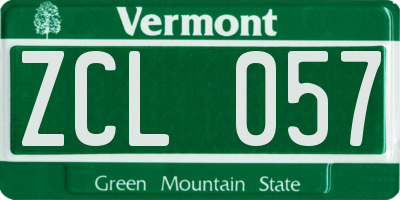 VT license plate ZCL057