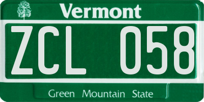 VT license plate ZCL058