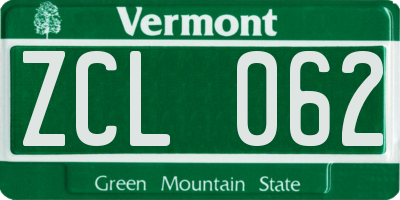 VT license plate ZCL062