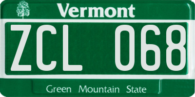VT license plate ZCL068