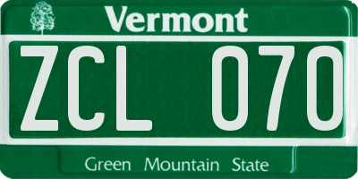 VT license plate ZCL070