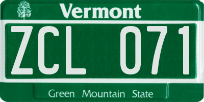 VT license plate ZCL071
