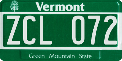 VT license plate ZCL072
