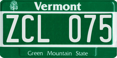 VT license plate ZCL075