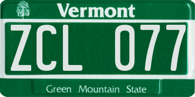 VT license plate ZCL077
