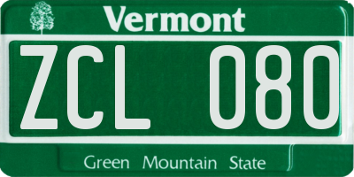 VT license plate ZCL080