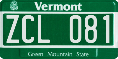 VT license plate ZCL081