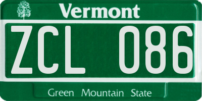 VT license plate ZCL086