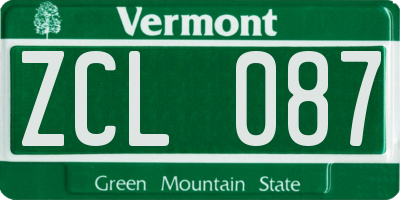 VT license plate ZCL087