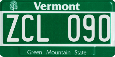 VT license plate ZCL090