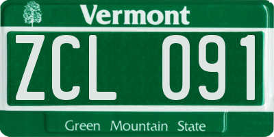 VT license plate ZCL091