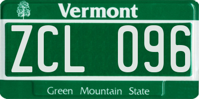 VT license plate ZCL096