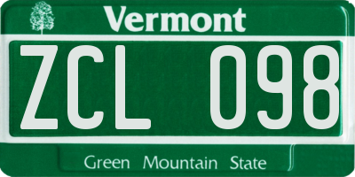 VT license plate ZCL098
