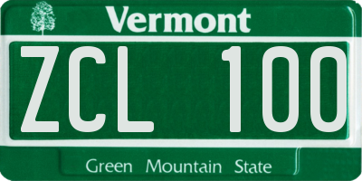 VT license plate ZCL100