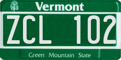 VT license plate ZCL102