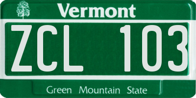 VT license plate ZCL103