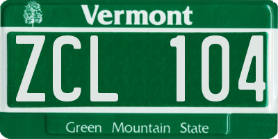 VT license plate ZCL104
