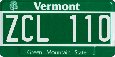 VT license plate ZCL110
