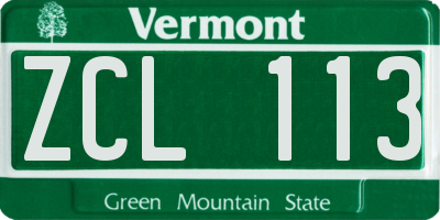 VT license plate ZCL113