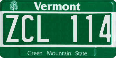 VT license plate ZCL114