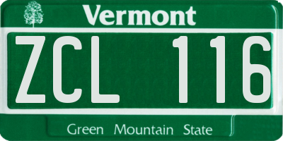 VT license plate ZCL116