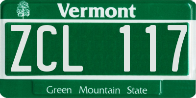 VT license plate ZCL117