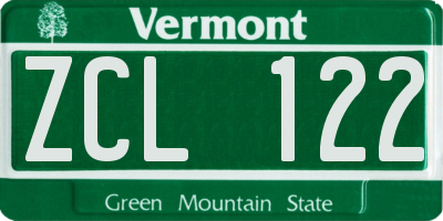 VT license plate ZCL122
