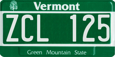 VT license plate ZCL125