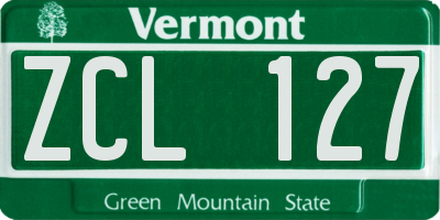 VT license plate ZCL127