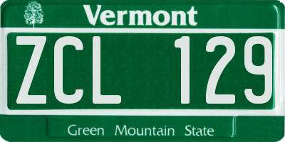 VT license plate ZCL129