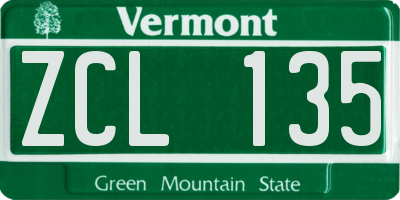 VT license plate ZCL135