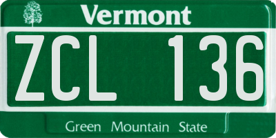 VT license plate ZCL136