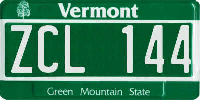 VT license plate ZCL144