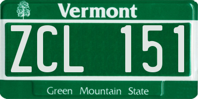 VT license plate ZCL151
