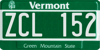 VT license plate ZCL152
