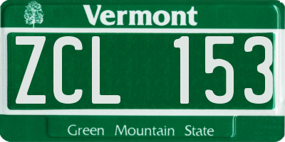 VT license plate ZCL153