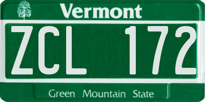 VT license plate ZCL172