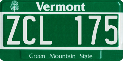 VT license plate ZCL175