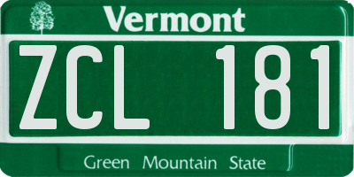 VT license plate ZCL181