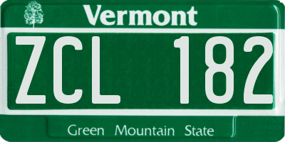 VT license plate ZCL182