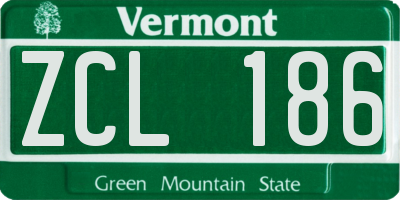 VT license plate ZCL186