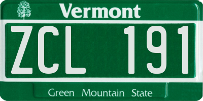 VT license plate ZCL191