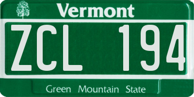 VT license plate ZCL194