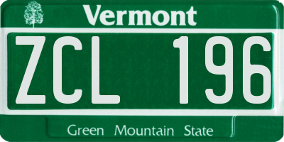 VT license plate ZCL196