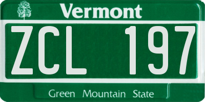 VT license plate ZCL197