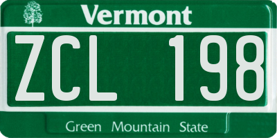 VT license plate ZCL198