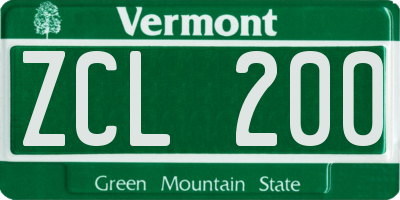 VT license plate ZCL200