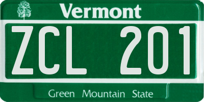 VT license plate ZCL201